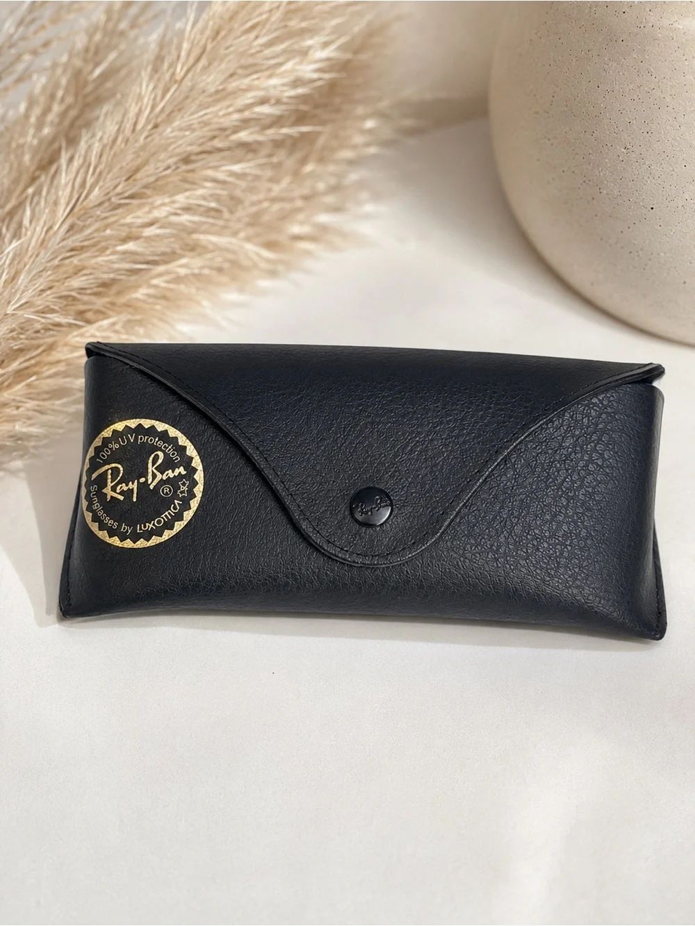 Ray-Ban Black Sunglass Case with Gold Logo Accent